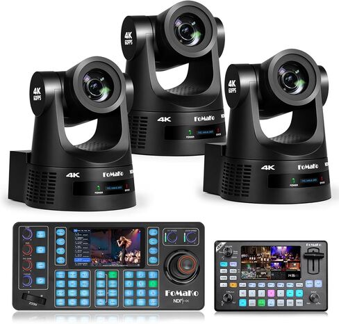FoMaKo 4K 60fps NDI PTZ Camera, Supports NDI HX3 4K 60fps Output, 20x Optical Zoom, NDI PTZ Camera Controller KC608N for Large-Scale Events & Sports Live Streaming(K600NX3+KC608N+KC602) in Kuwait
