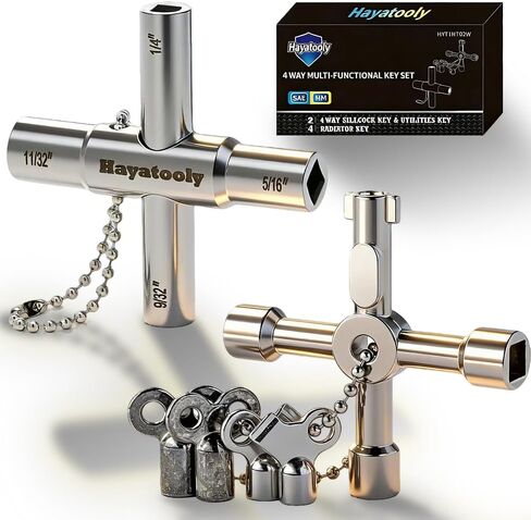 Sillcock Key and Radiator Key Set (6-Piece) - Includes 2 Water Meter Keys & 4 Bleeder Valves for 1/4, 9/32, 5/16, 11/32 Inch Outdoor Faucets, Spigots, and Radiators - Home & Commercial in Saudi Arabia