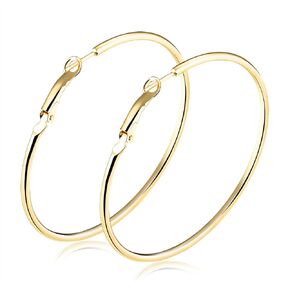 Fashion Gold Hoop Earrings for Women Gold Plated Round Hoops Earrings Hypoallergenic 40mm-70mm Diameter
