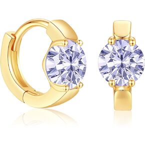 Gold Huggie Hoop Earrings for Women Small Hoop Earrings Birthstone 14K Gold Plated Mini Huggie Hoops for Girls with Cubic Zirconia Gifts