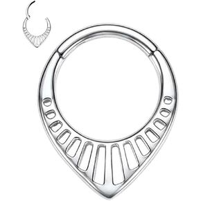 316L Septum Rings Hoop, 16G Surgical Stainless Steel Segment Nose Rings, Cartilage Clicker Hoop Earrings for Rook Daith Tragus, Hypoallergenic for Men and Women