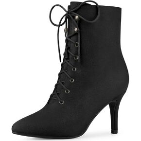 Perphy Pointy Toe Zip Lace Up Stiletto Heel Ankle Boots for Women