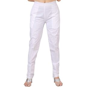 بنطال قطن 100% للنساء، ملابس كاجوال، مريح للمكتب، نحيف، بنطال ضيق وصلب | بنطال مخطط من Pintex & Pearls in Kuwait