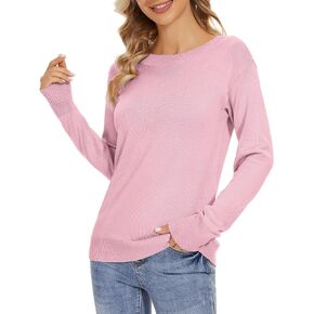 Women's Boat Neck Sweaters Long Sleeve Knit Tops Casual Jumper Sweaters for Fall Winter