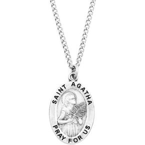 Rosemarie Collections Women's Religious Pewter Medal Pendant On Stainless Steel Necklace with Biography and Picture Folder, 18"