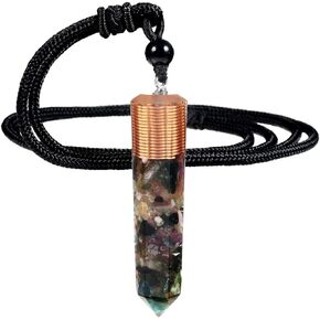 nupuyai orgone شفاء الكريستال نقطة قلادة قلادة للنساء الرجال، دوامة سداسية الأوجه قلادة الحجر مع سلك قابل للتعديل 18-24 بوصة