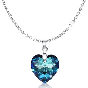 Crystalline Azuria Pendant Necklace For Women Heart Necklaces For Women With Crystals Sterling Silver Women's Jewelry 18 inches