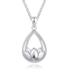 925 Sterling Silver Lotus Flower Cremation Jewelry Keepsake Urn Pendant Necklace for Ashes - Forever in My Heart