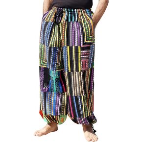 Baggy Wide Leg African Dashiki Patch Long Elastic Waist Harem Pants