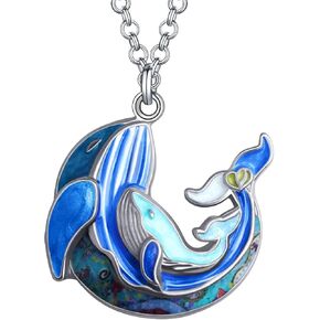 Enamel Alloy Ocean Animals Necklace Sea Life Fish Pendant Ocean Jewelry Charms Gifts for Women Girls Decor