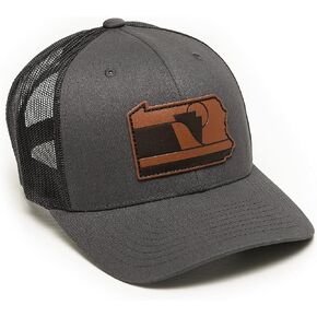 RepresentPA | Pennsylvania Leather Patch Hat | Trucker Snapback Cap | State Pride | PA Roots Memorabilia | Outdoor wear