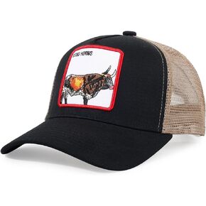 قبعة سائق الشاحنة للرجال من بيورندمي، قبعة بيسبول مطرزة قابلة للتعديل، قبعة بيسبول شبكية جيدة التهوية مع رقعة مربعة للنساء، قبعات طويلة - اسود، 7 3/8 in Kuwait