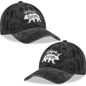 Liitrsh 2 Pack Mama Bear Papa Bear Hats New Parents Gifts for Couples Embroidered Adjustable Distressed Baseball Caps Mothers Fathers Day Bear Gifts Hats for New Mom Dad Anniversary Birthday