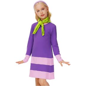 Remimi Girls Halloween Costume Orange Top Skirt Set Purple Dress with Scarf and Headband 3-14 Years