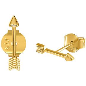 Tiny Arrow Stud 925 Sterling Silver Earrings for Women Girls 14K Gold Plated Mini Cute Cartilage Hypoallergenic Edgy Unisex Studs Holiday Birthday Mother's Day Jewelry Gifts