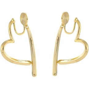 Yurielys Clip on Hoop Earrings, 16K Gold Plated Statement Heart Shape Non Pierced Earrings for Women Girls, Small, Yellow Gold, No Gemstone in Kuwait