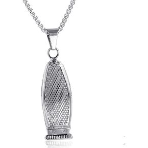 JAJAFOOK Stainless Steel Pendant for Men Women Barber Razor Shaver Hair Salon Pendant Necklace Comb (Clippers Silver)
