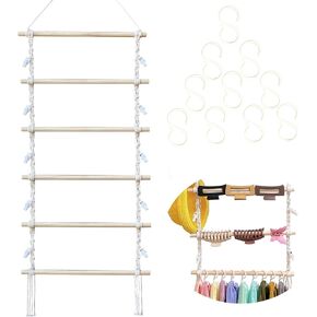 MIAO YUAN قطعة واحدة من منظم الشعر المجدول الخشبي لتخزين مشبك الشعر ورف الحائط المعلق ومنظم ملحقات الشعر رف تخزين مجدول (يتضمن 10 مشابك و9 خطافات) in Kuwait