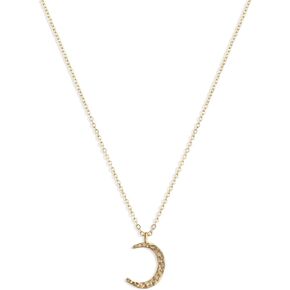 LOYATA Moon Pendant Necklace, 14K Gold Plated Coin Pendant Necklace New Moon Crescent Moon Full Moon Open Circle Hammered Pendant Necklaces for Women
