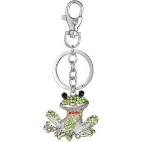 Liavy's Green Frog Charm Fashionable Keychain - Sparkling Crystal - Unique Gift and Souvenir