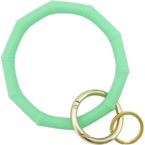 Key Ring Bracelet Keychain Wristlet Keychain Bangle Bamboo Silicone Keyring for Women Girls
