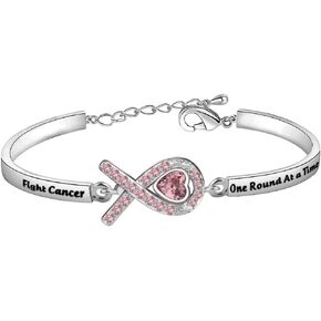 MAOFAED Cancer Fighter Gift Cancer Survivor Gift Fight Cancer One Round at A Time Cancer Awareness Jewelry Cancer Patients Jewelry Gift for Her