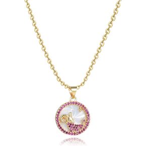 Luluadorn Gold Zodiac Necklaces for Women Red Yellow Green Clear CZ Aries Taurus Gemini Cancer Leo Virgo Libra Scorpio Sagittarius Capricorn Aquarius Pisces Birthday Anniversary