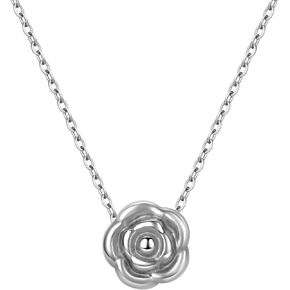 Jude Jewelers Stainless Steel Rose Flower Style Charm Pendant Wedding Party Collar Necklace