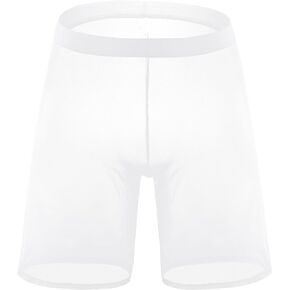 Men's See-Through Boxer Shorts Transparent Underwear Mesh Pajama Shorts Loose Nightwear Shorts