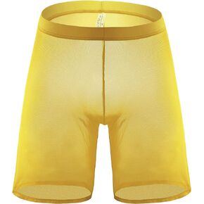 Men's See-Through Boxer Shorts Transparent Underwear Mesh Pajama Shorts Loose Nightwear Shorts