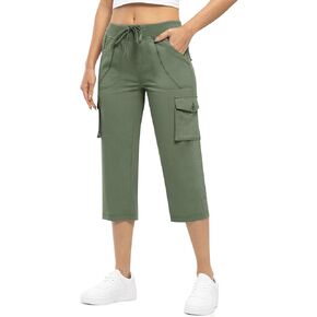 Rdruko Women's Cargo Capris Hiking Lightweight Quick Dry Summer Outdoor Casual Travel Pants with Pockets