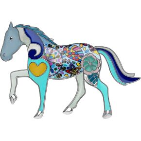 DUOWEI Dainty Floral Enamel Pony Horse Brooch Pins Scarf Lapel Clothes Decoration for Women Girls Jewelry Gifts