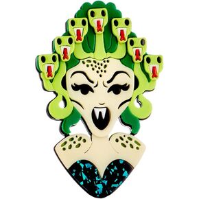 Funny Witch Snake Head Acrylic Brooch Pin for Women Girls Personalized Clothing Brooches Lapel Pins Punk Halloween Jewelry Gift for Bff Birthday