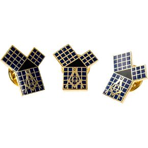Euclid's 47th Problem Pythagorean Theorem with Grid Lapel Pin Masonic Combo Pack Set of 3 - [Black & Gold][3/4'' Tall]