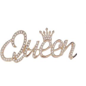 Personality Fashion Queen Crown Brooch Pins Crystal Elegant Flower Brooch for Women Girls
