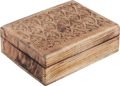 DEKORASI Decorative Wooden Treasure Box With Leaf Engraved Art, Trinket Box, Mini Storage Chest For Jewelry, Jewelry Box, Memento Case, Wood Holder For Miscellaneous Teabags Coins in Kuwait