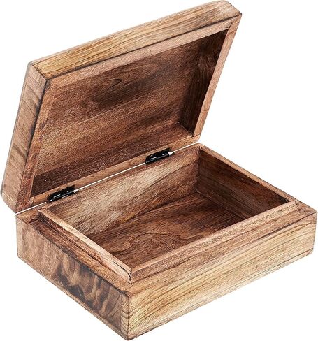 DEKORASI Decorative Wooden Treasure Box With Leaf Engraved Art, Trinket Box, Mini Storage Chest For Jewelry, Jewelry Box, Memento Case, Wood Holder For Miscellaneous Teabags Coins in Kuwait