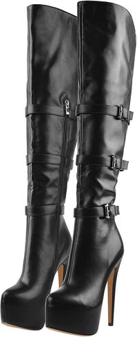 richealnini Women's Over the Knee High Boots Platform Stiletto Heeled Booties with Zipper in Kuwait