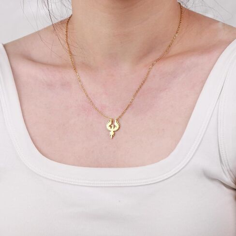 Stainless Steel Phoenix Fire Bird Necklace Lucky Bird Jewelry Gift in Kuwait