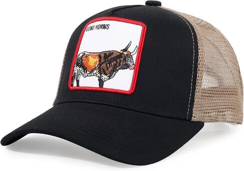 قبعة سائق الشاحنة للرجال من بيورندمي، قبعة بيسبول مطرزة قابلة للتعديل، قبعة بيسبول شبكية جيدة التهوية مع رقعة مربعة للنساء، قبعات طويلة - اسود، 7 3/8 in Kuwait