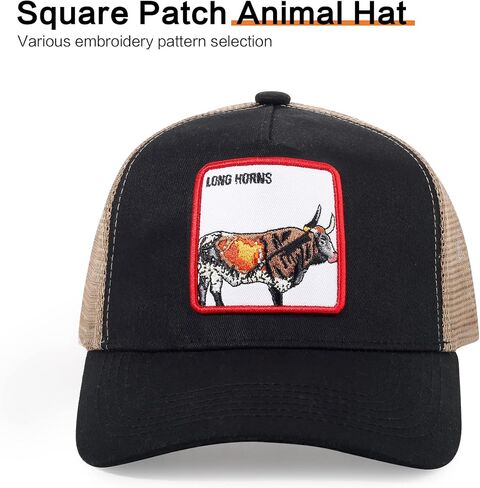 قبعة سائق الشاحنة للرجال من بيورندمي، قبعة بيسبول مطرزة قابلة للتعديل، قبعة بيسبول شبكية جيدة التهوية مع رقعة مربعة للنساء، قبعات طويلة - اسود، 7 3/8 in Kuwait