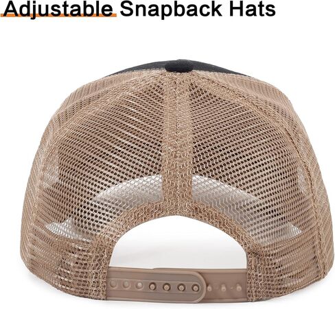 قبعة سائق الشاحنة للرجال من بيورندمي، قبعة بيسبول مطرزة قابلة للتعديل، قبعة بيسبول شبكية جيدة التهوية مع رقعة مربعة للنساء، قبعات طويلة - اسود، 7 3/8 in Kuwait