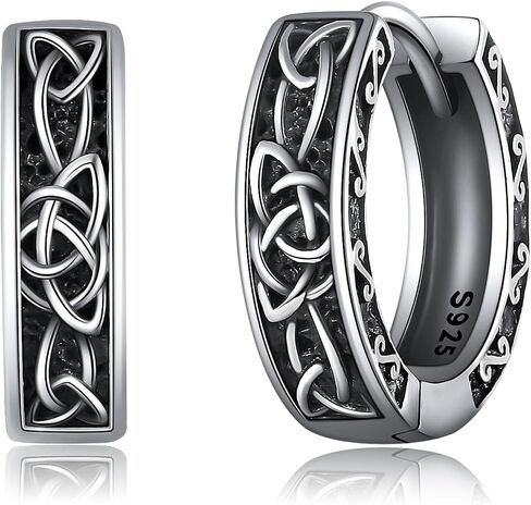 SHEAISRS Celtic Knot Earrings 925 Sterling Silver Small Hoop Earrings Jewelry Women Gift Man in Saudi Arabia