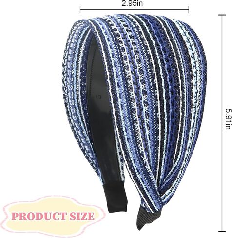 Boho Headbands for Women, Non-slip Wide Headbands Large Head Bands for Women's Hair, Thick Headbands with Teeth Fashion Hairbands Hair Accessories for Women Girls (Black) in Saudi Arabia