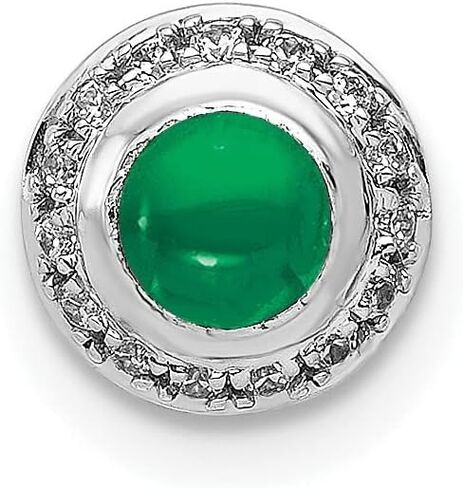 Diamond2Deal 14k الذهب الأبيض والماس وكابوشون، سلسلة الأحجار الكريمة قلادة الشريحة هدية للنساء in Saudi Arabia