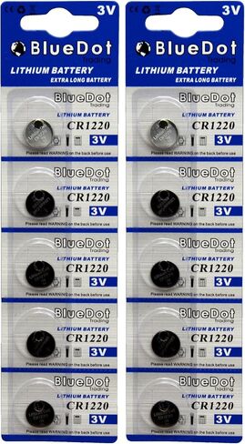 BlueDot Trading CR1220 3 Volt Lithium Coin Cell Non-Rechargeable Battery for calculators, car keys remote, watches, flashlights, remote controls, 3 Count in Saudi Arabia