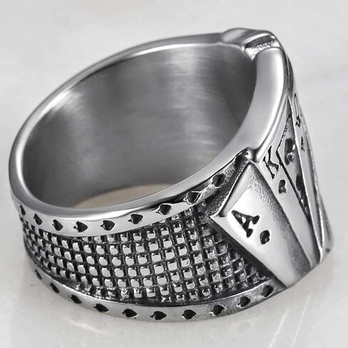 Jude Jewelers Retro Vintage Stainless Steel Poker Games Royal Sraight Flush Casino Cocktail Party Biker Ring in Saudi Arabia