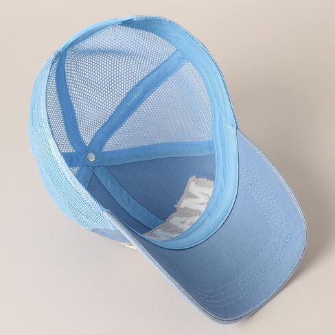 قبعات البيسبول النسائية MIRMARU، رقعة كلاسيكية مغسولة، قطن منخفض المظهر، مطرز بشبكة، قبعة سائق الشاحنة in Kuwait