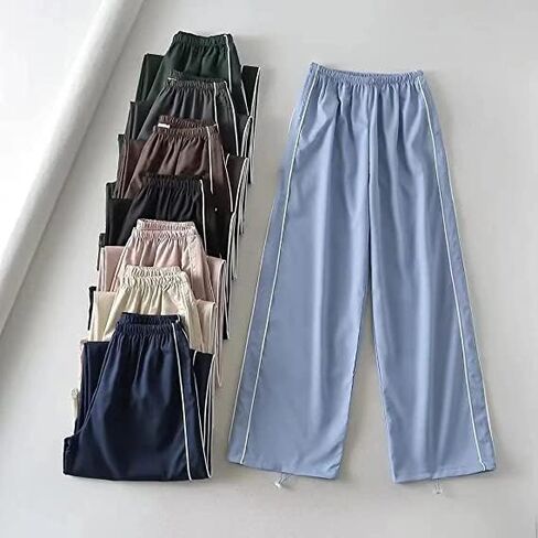 NXITK Y2k Sweatpants Parachute Pants Womens Y2k Track Pants High Waisted Cargo Pants with Pockets Trendy Baggy Sweatpants in Kuwait
