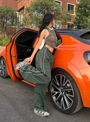 NXITK Y2k Sweatpants Parachute Pants Womens Y2k Track Pants High Waisted Cargo Pants with Pockets Trendy Baggy Sweatpants in Saudi Arabia